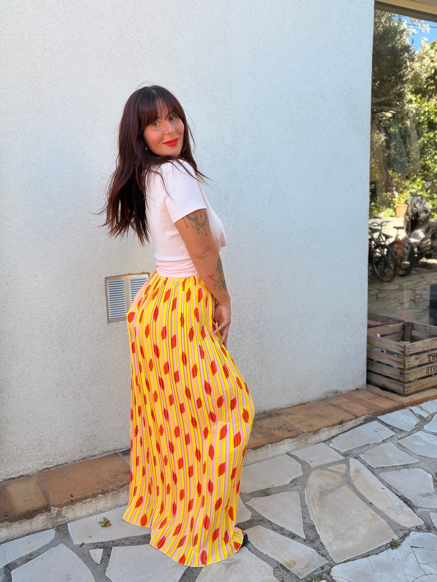 Pantalon plissé citron