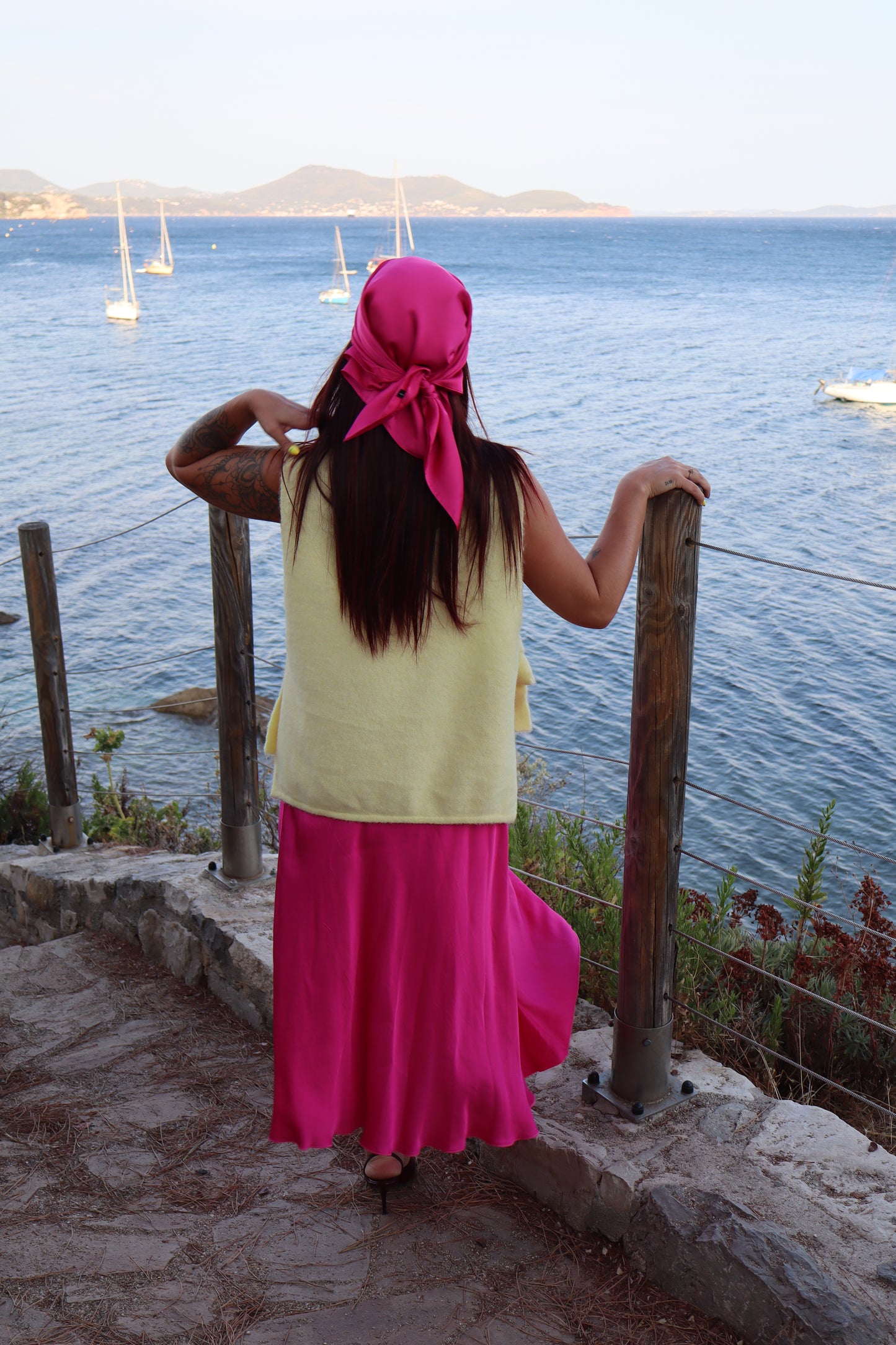Jupe satinée rose