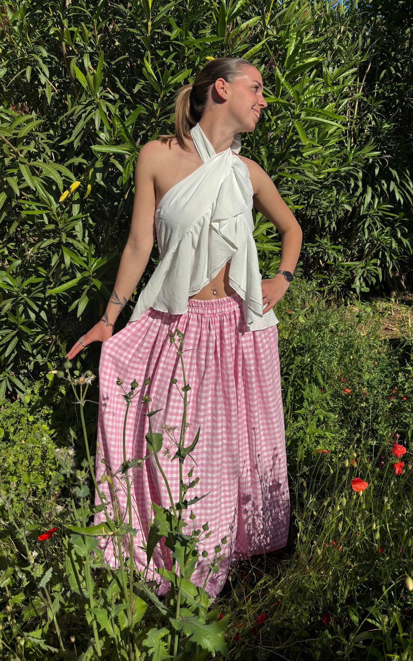 Jupe Vichy rose