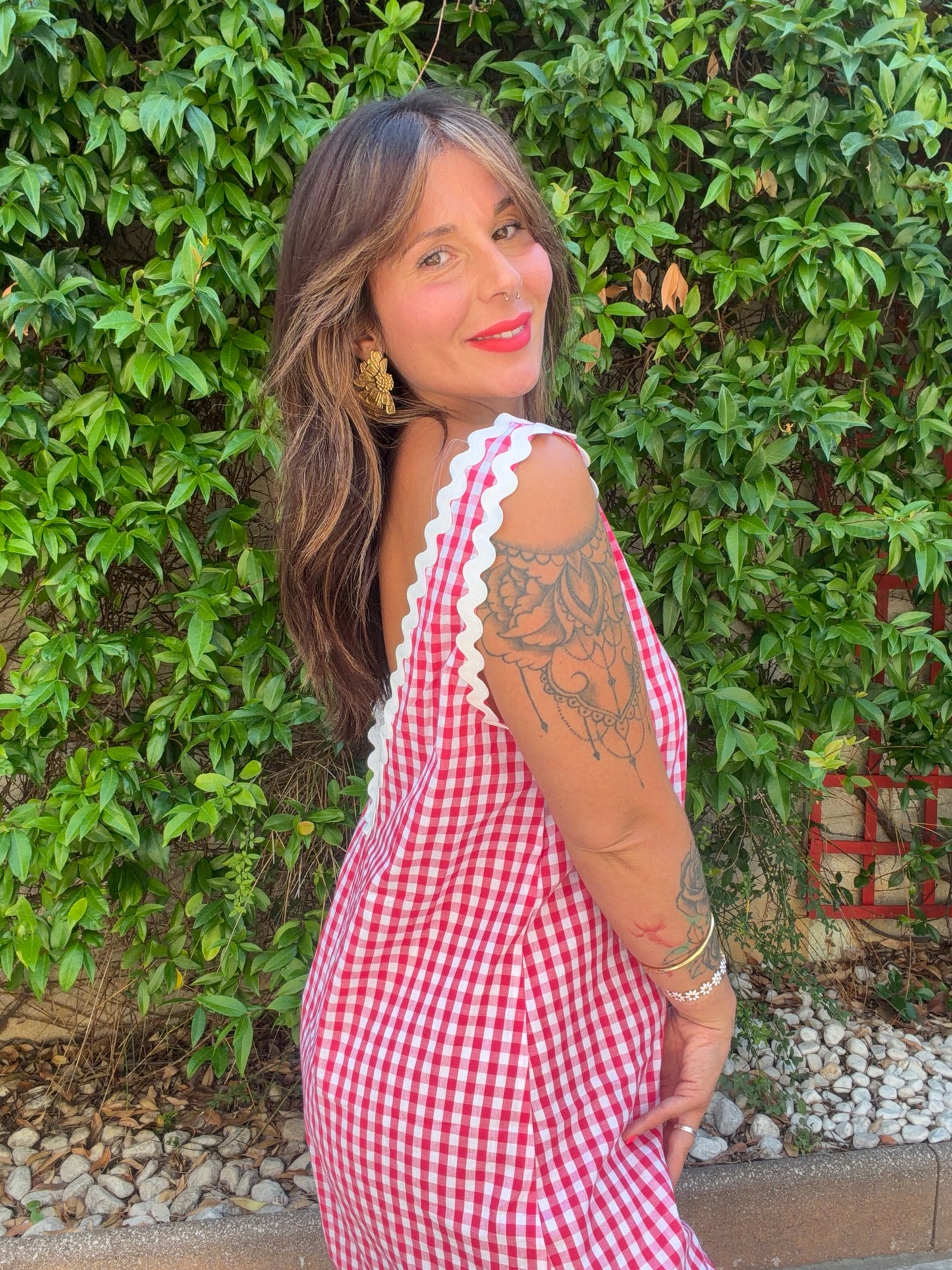 Robe vichy rose fushia