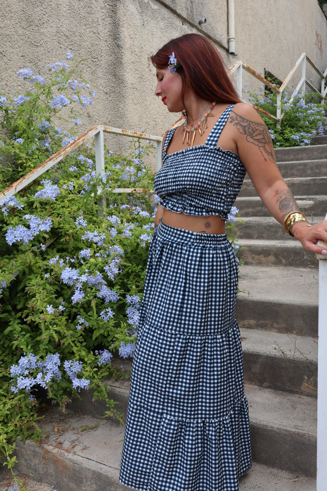 Ensemble vichy bleue