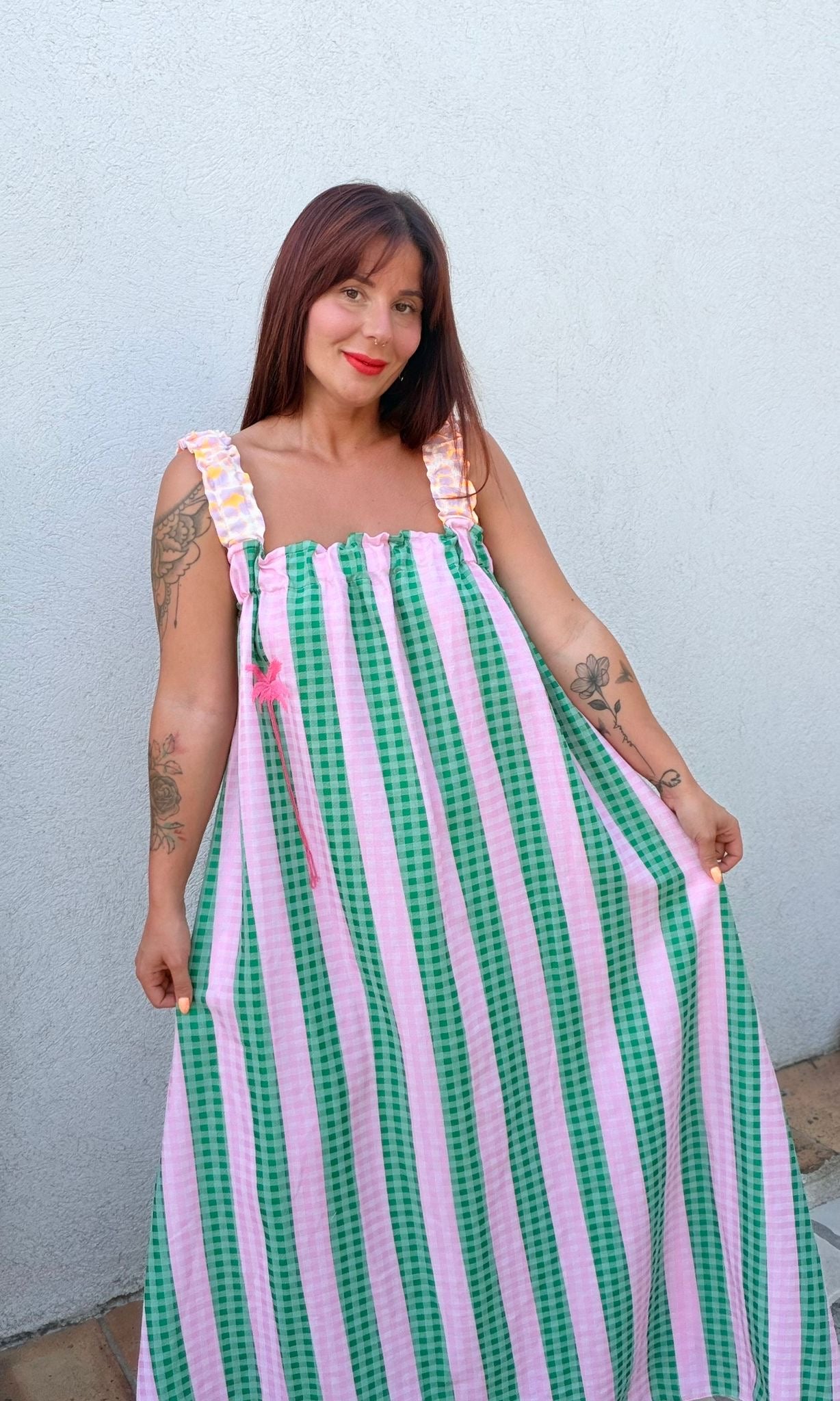 Robe palmier vert