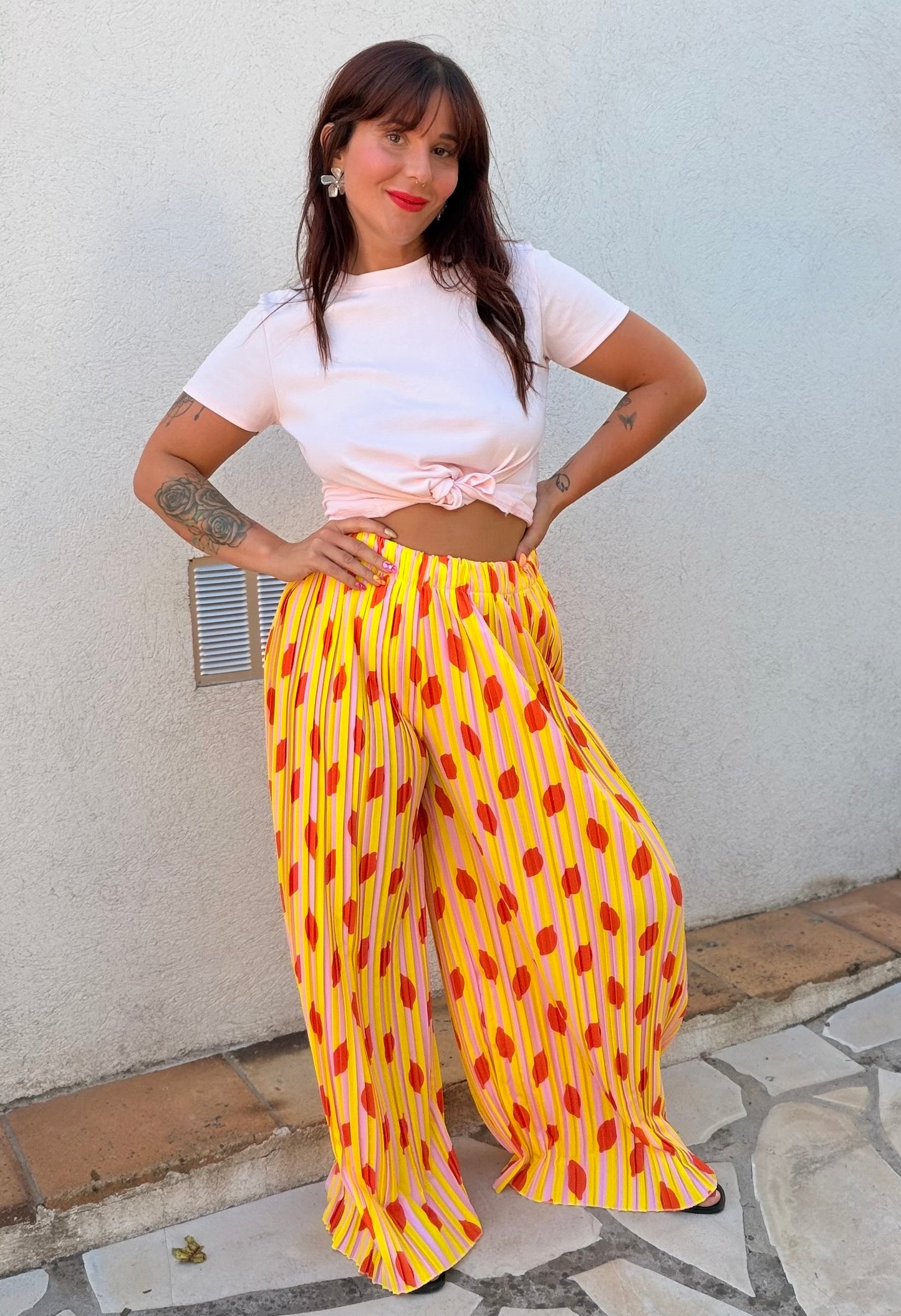 Pantalon plissé citron