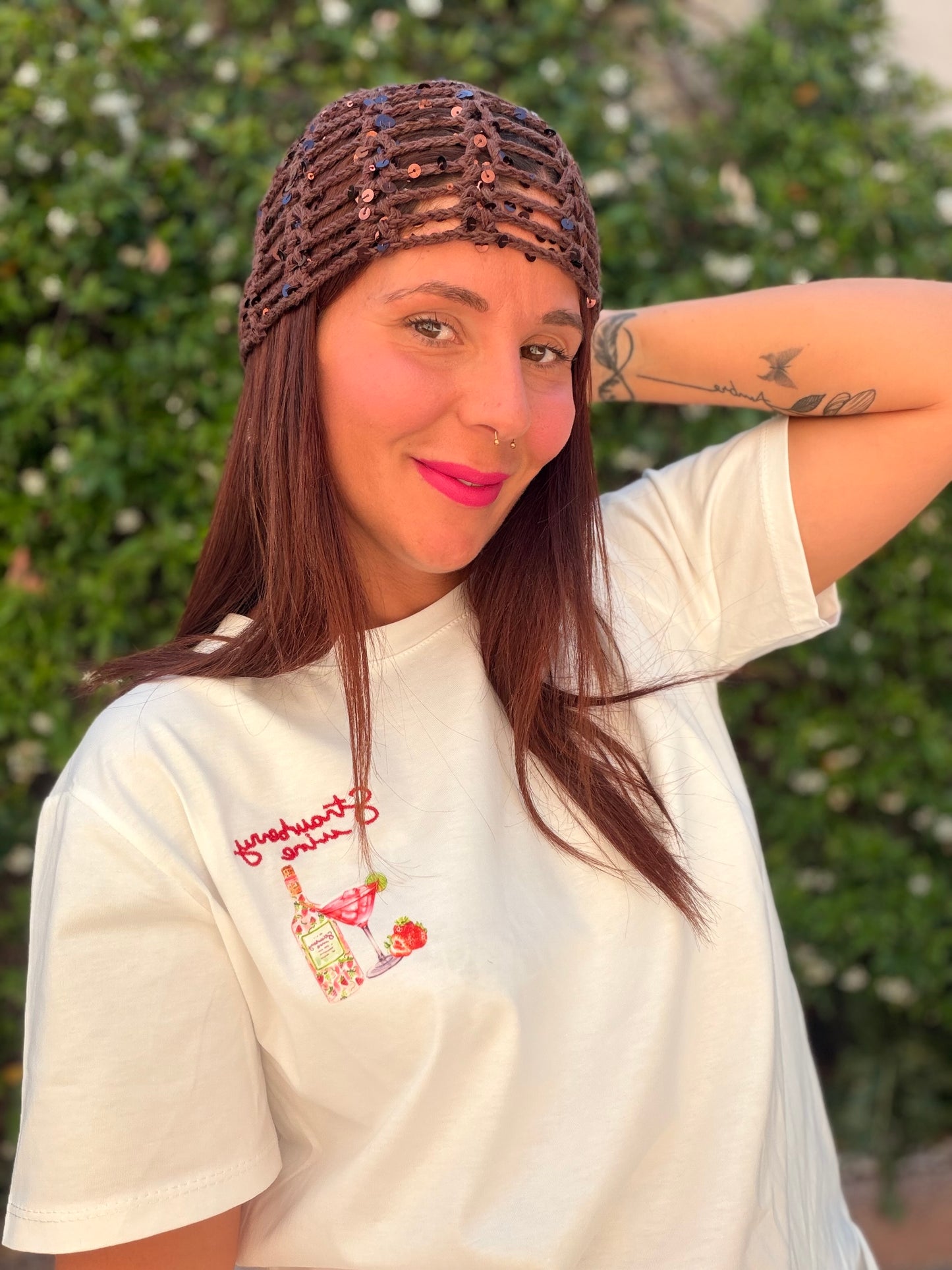 Bonnet crochet avec paillettes