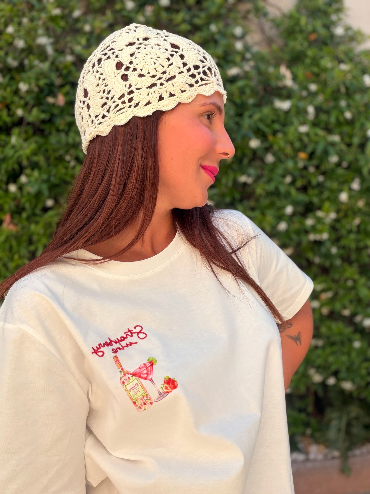 Bonnet crochet crème