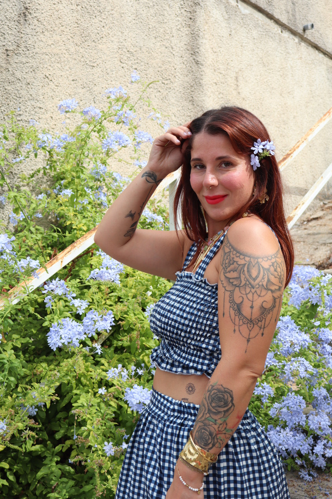 Ensemble vichy bleue