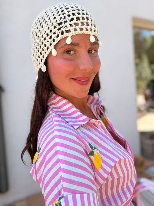 Bonnets en crochets crème