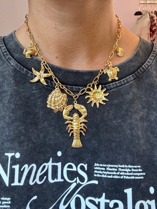 Collier homard doré