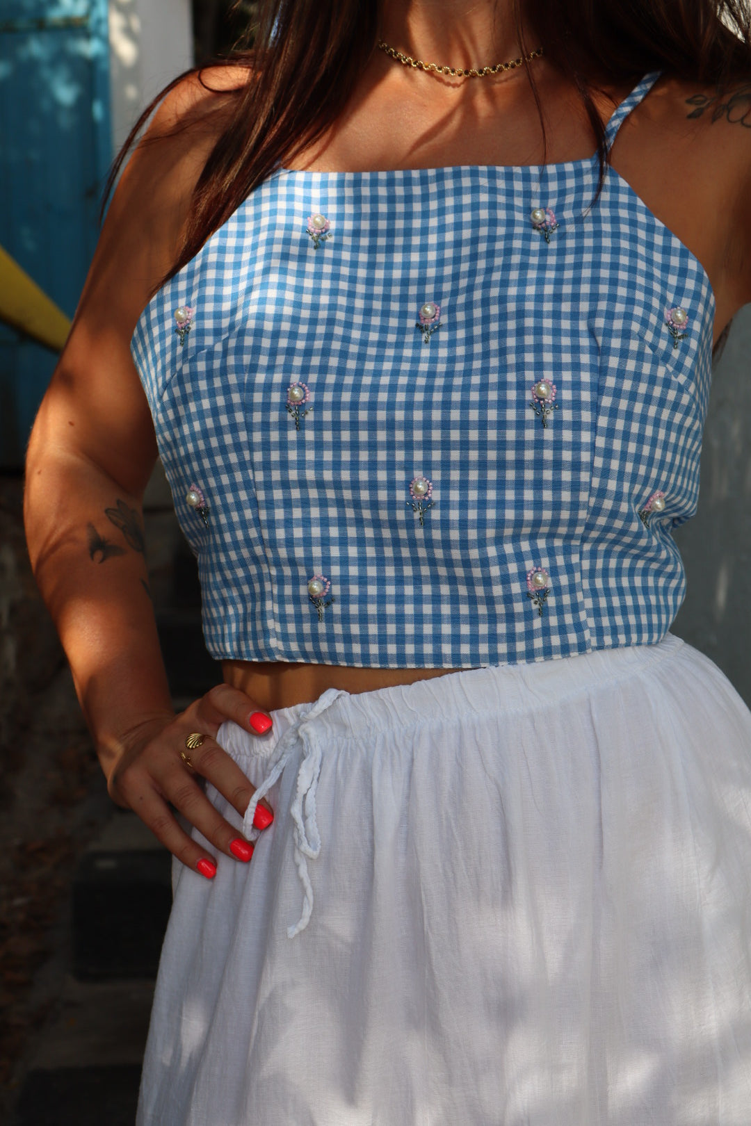 Haut vichy bleu