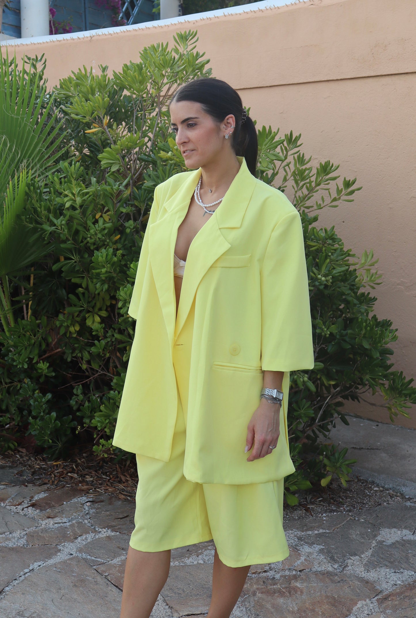 Ensemble blazer jaune