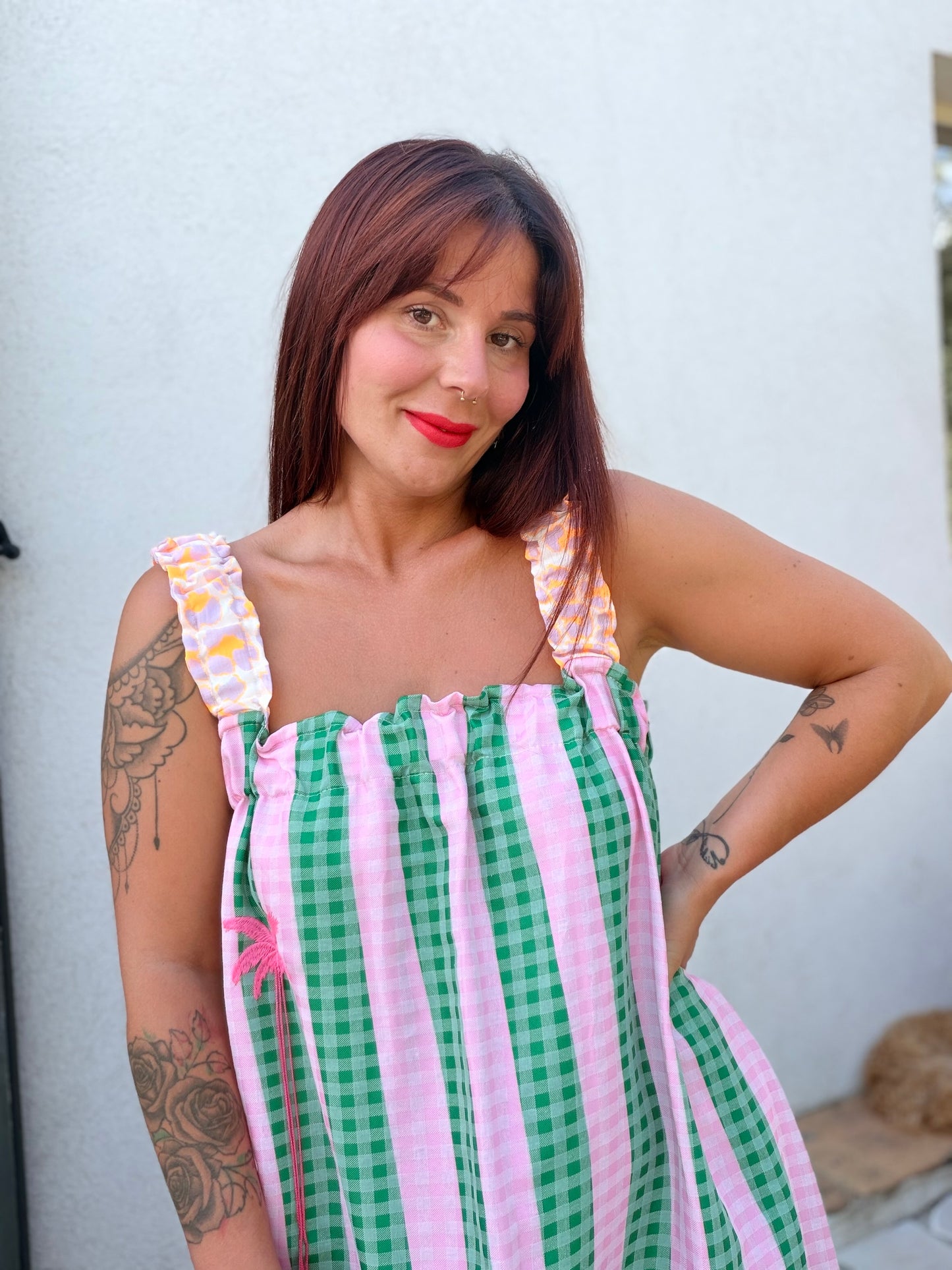 Robe palmier vert