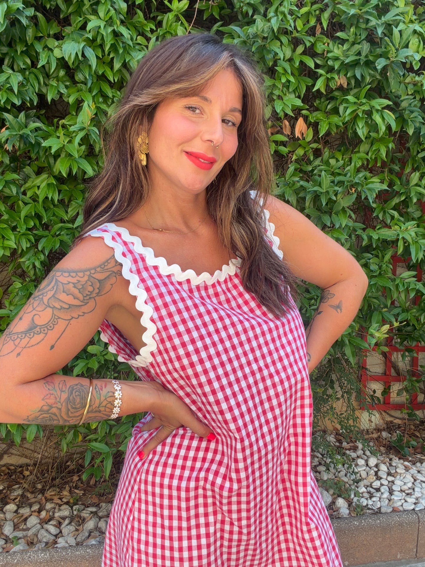 Robe vichy rose fushia