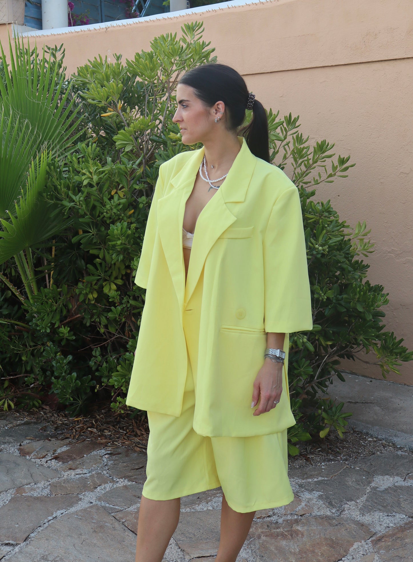 Ensemble blazer jaune