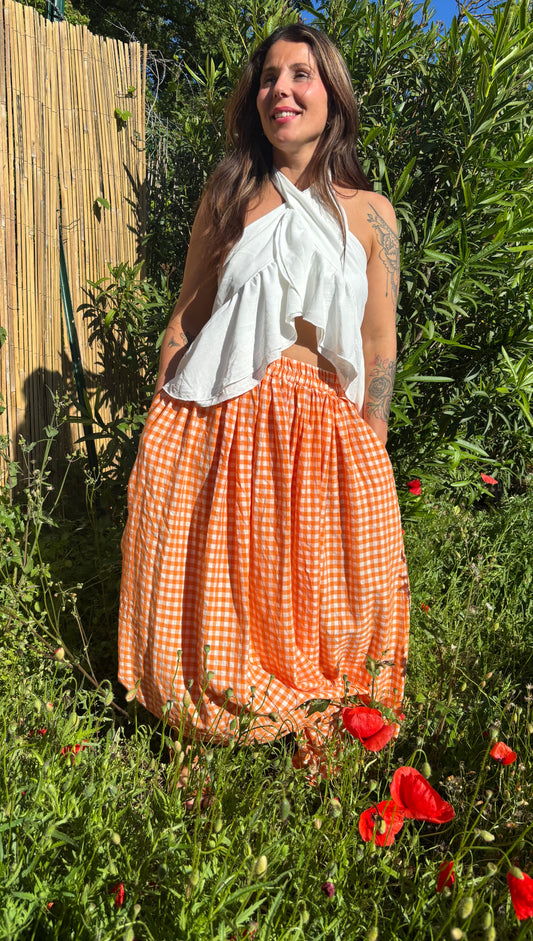 Jupe Vichy orange