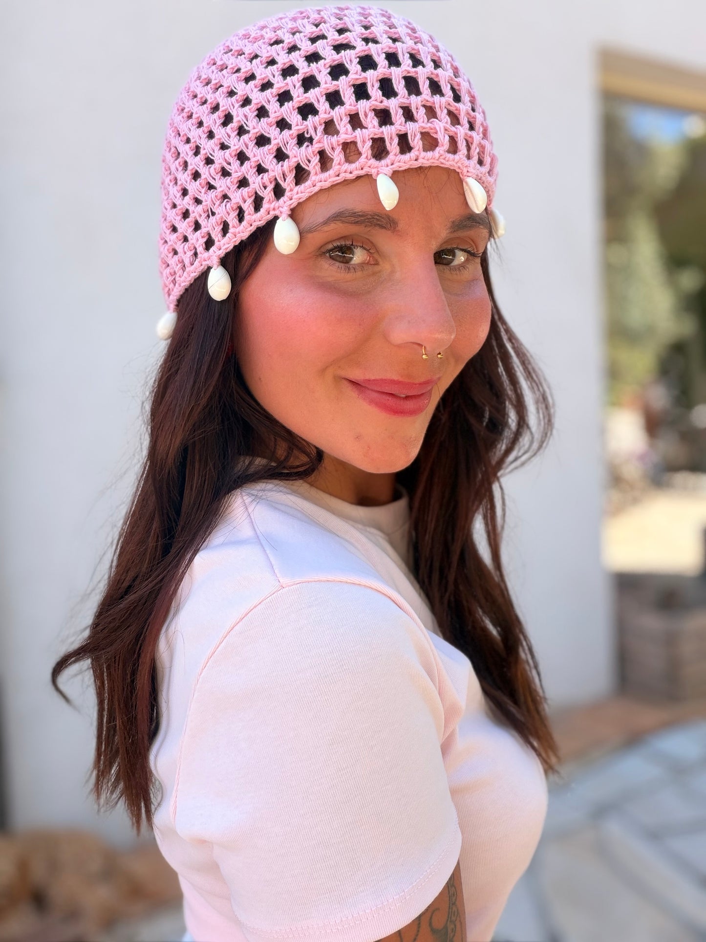 Bonnets crochets roses
