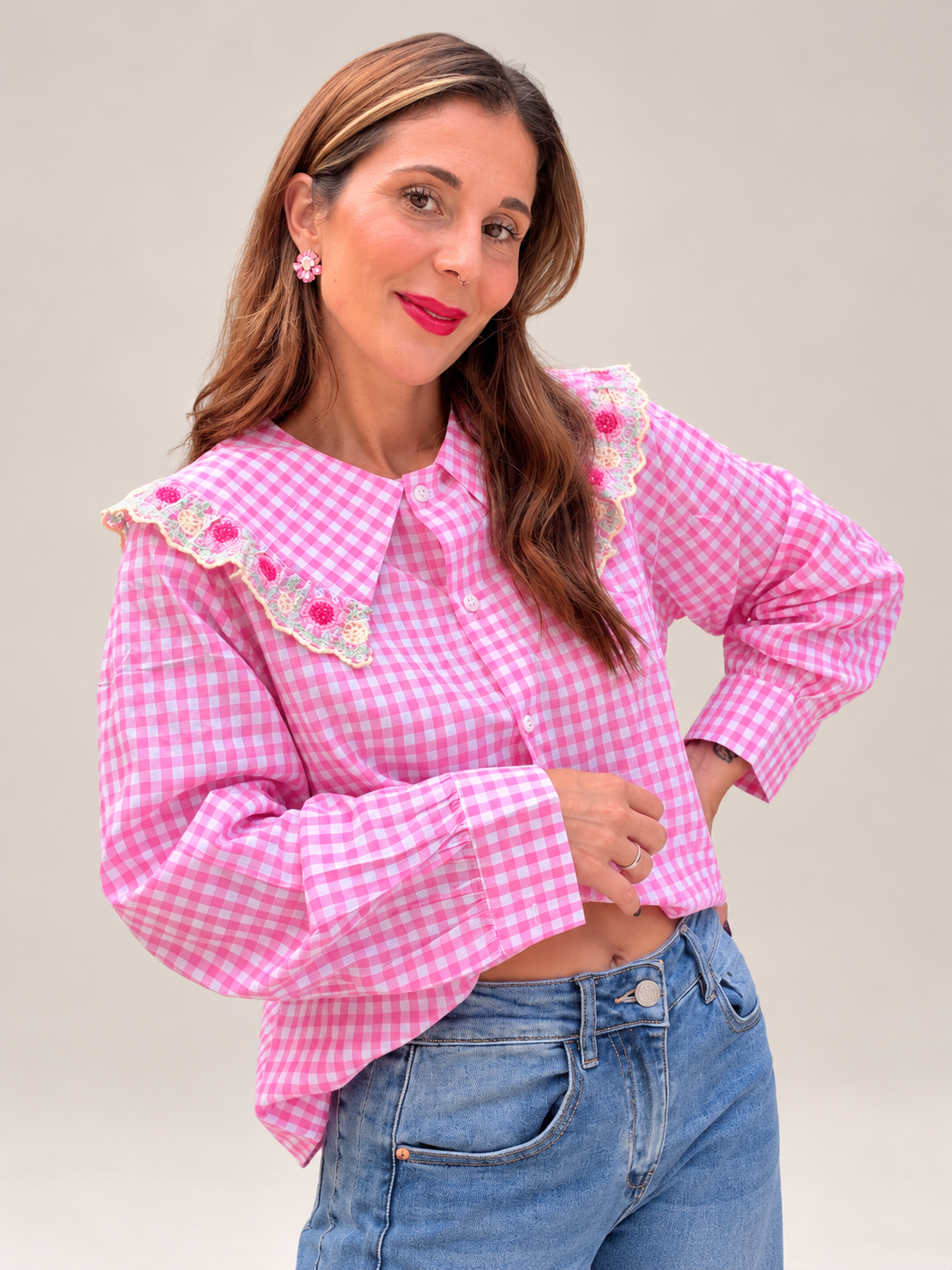 Blouse vichy rose