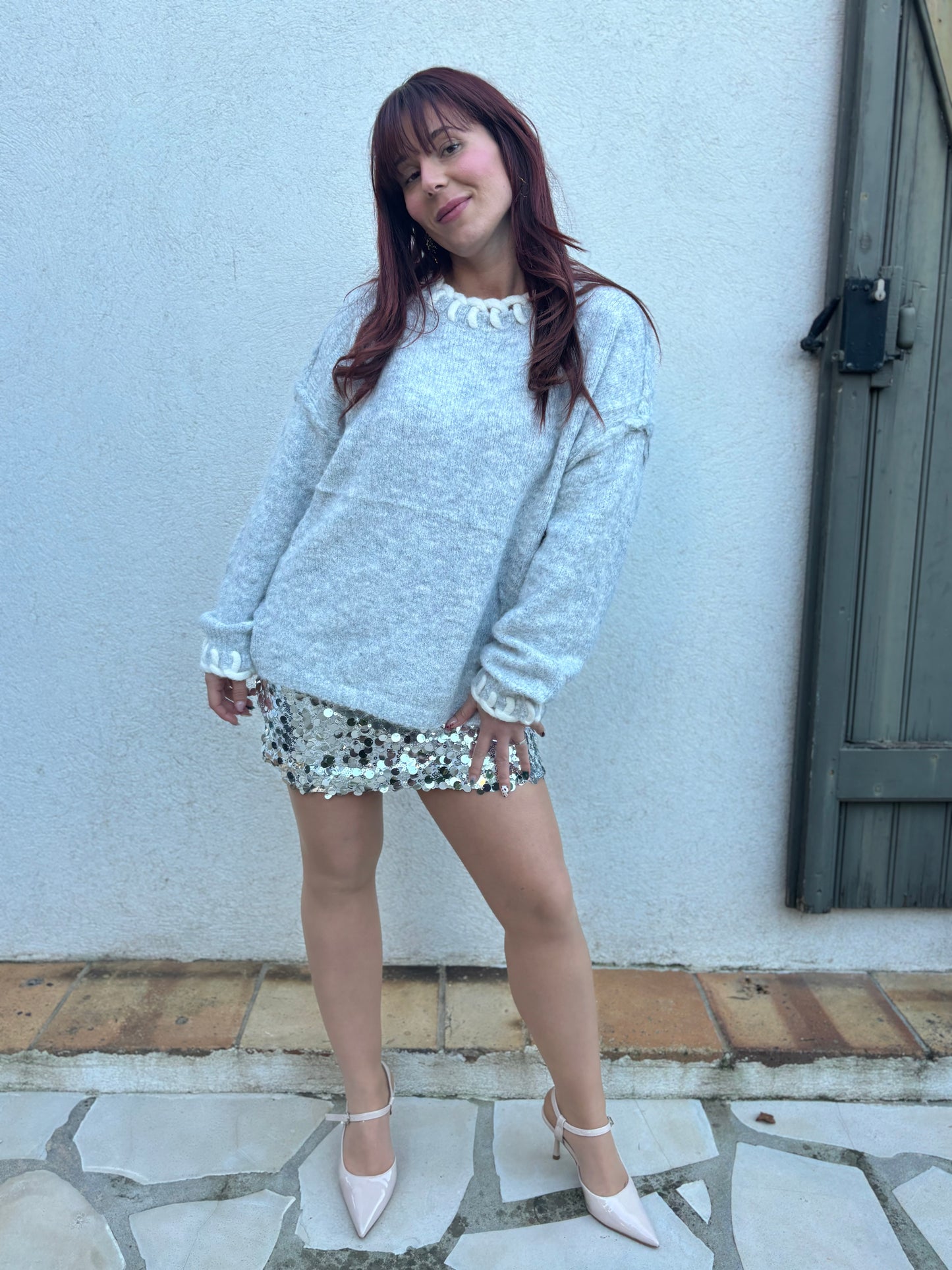 Jupe à sequins argenté