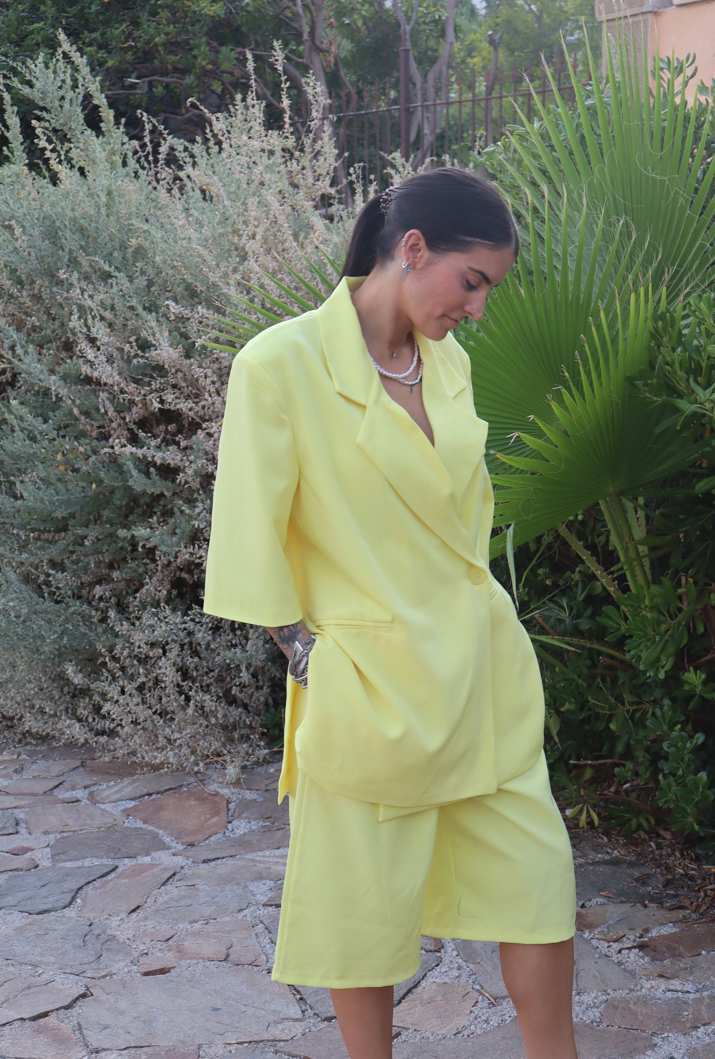 Ensemble blazer jaune