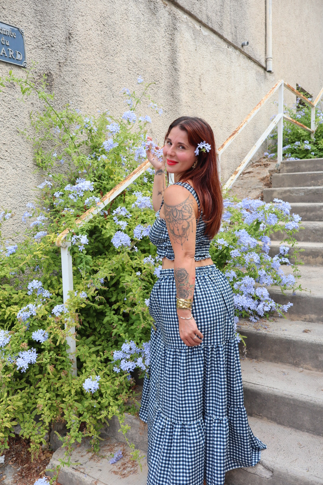 Ensemble vichy bleue