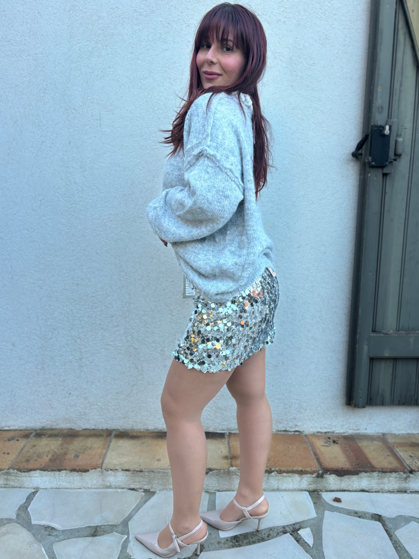 Jupe à sequins argenté
