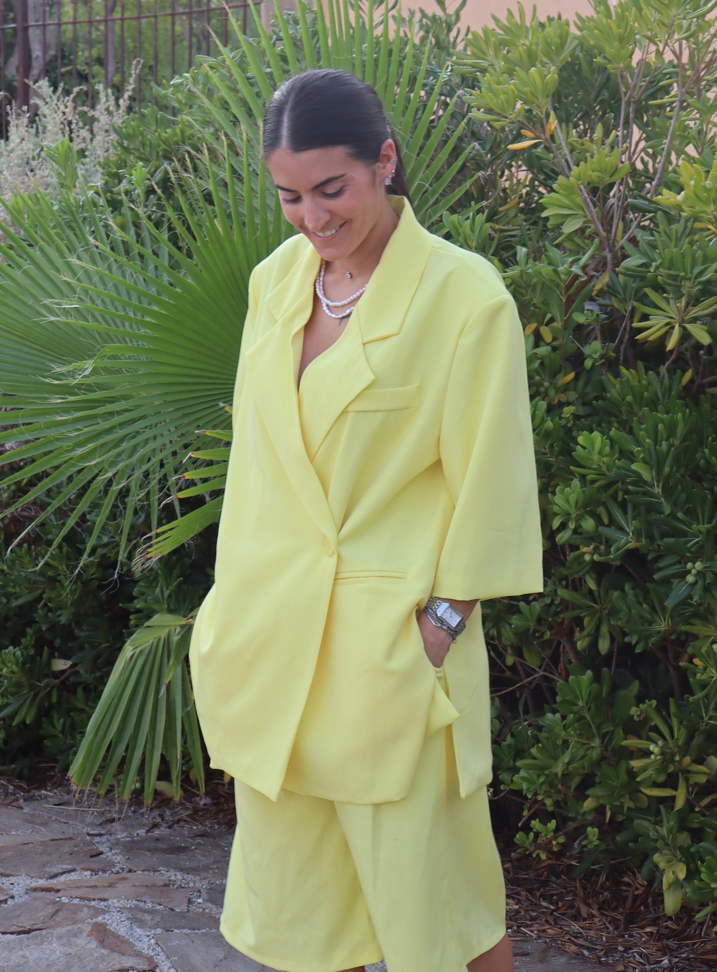 Ensemble blazer jaune